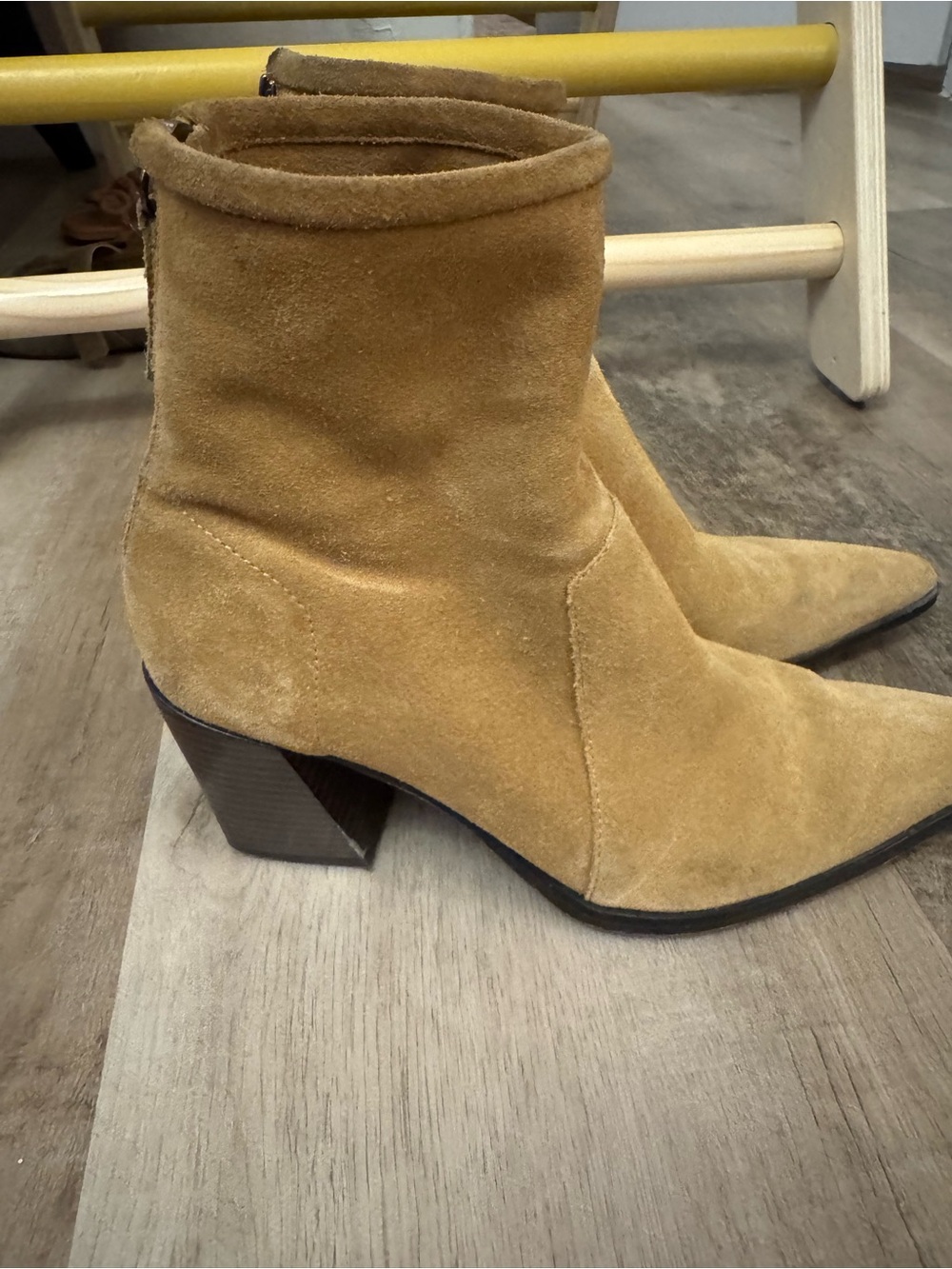 Zara Suede Ankle Boots in Tan